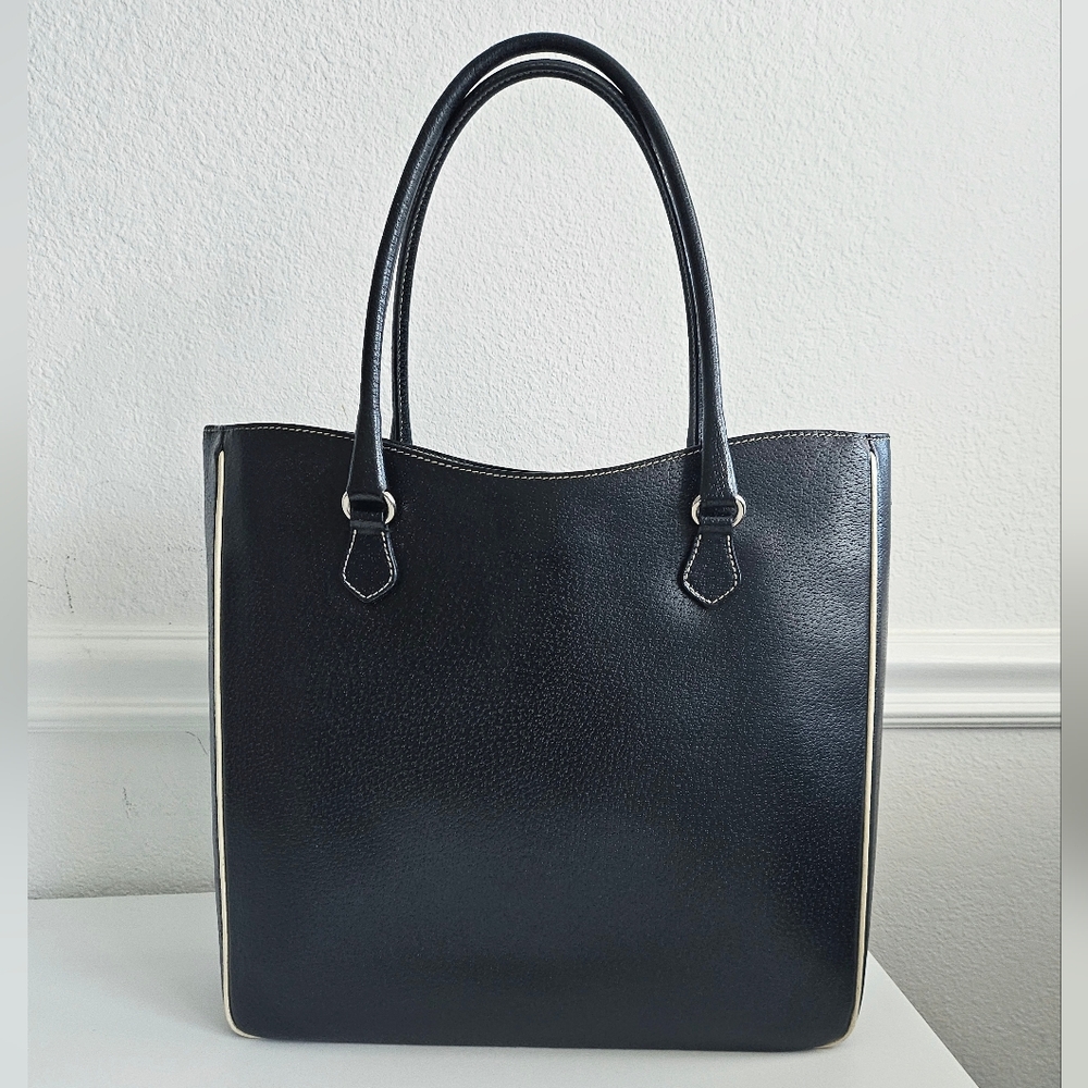 Prada Triangle Logo Black Leather Tote - Picture 2 of 13